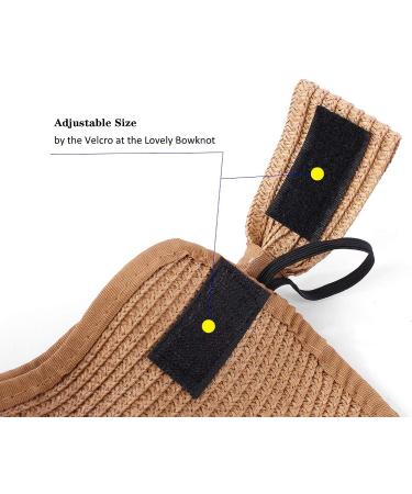 Women's Foldable Straw Sun Visor Hat - Adjustable Wide Brim Beach Cap in Khaki - Buy Online on GoSupps.com