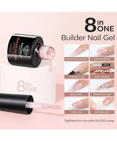 Modelones 12 Colors Builder Gel Set - Pink Brown White Hard Gel Nail Strengthener Extension Base Gel Bottle Builder Gel Kit - Buy Online on GoSupps.com