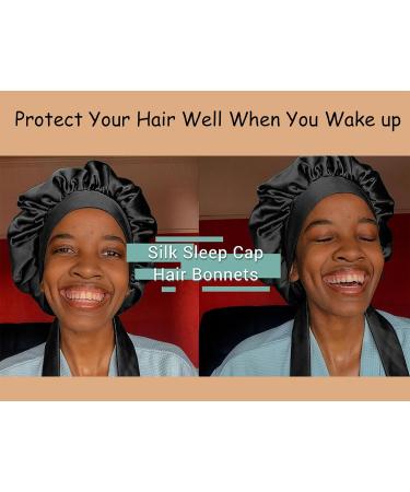 Sengterm Satin Sleeping Cap for Black Women | Double Layer Elastic Bonnet with Silky Band for Long Curly Hair - Buy Online on GoSupps.com