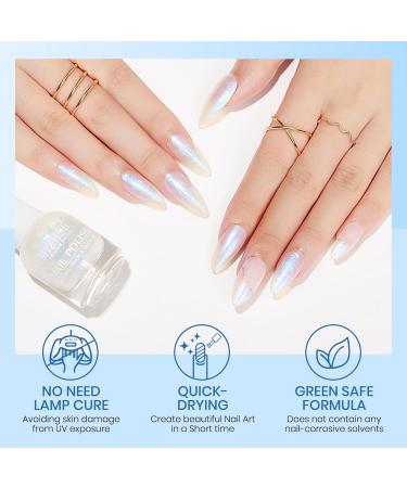 MIZHSE Nail Polish 15mL Mermaid Pearl Nail Polish Aurora Effect Nail Polish Iridescent Fingernail and Toenail Polish Glossy Long Lasting Nail Polish Trendy DIY Nail Salon Blue Pearl Blue - Buy Online on GoSupps.com
