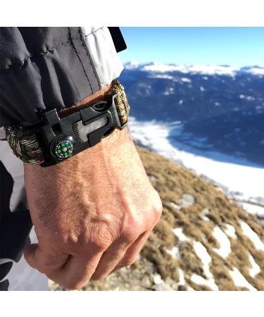 Zsmjaer Survival Bracelet Set - 2-Piece Multifunction Paracord with Flint Pipe and Compass for Outdoor Adventures Black-Green - Buy Online on GoSupps.com