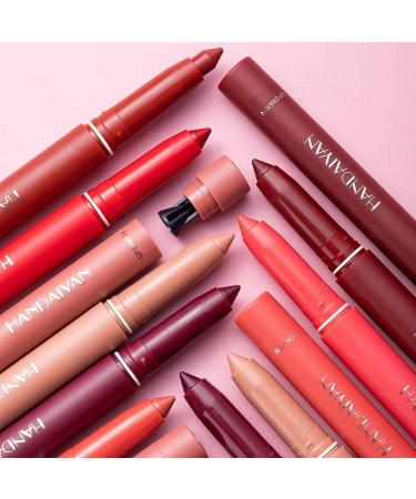 Cbincn Matte Velvet Pencil Lipstick Long Lasting Non Fading Lip Liner Lipstick Matte Light Crayon Lipstick with Built-in Sharpener Rotary Cut Dual Purpose - Buy Online on GoSupps.com