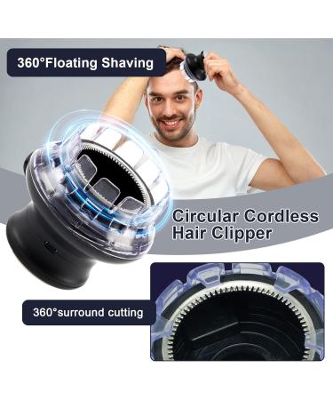 Eurobuy Hair Clippers Men Waterproof Circular Cordless Hair Trimmer Rechargeable LED Display Mini Portable Hair Cutter with 2 Guide Combs - Buy Online on GoSupps.com