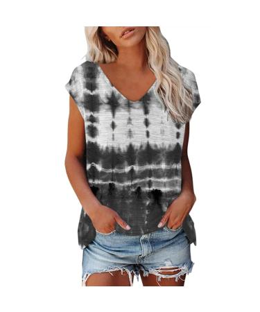 Short Sleeve T Shirts Clothing Woman T-Shirt Casual Black Clothing Top Women's Floral Pattern for Women Crop Tops Shirt Shirts Top Women's Summer Tank Top 4-dark Grey XL