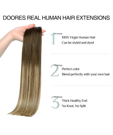 Doores Seamless Clip In Extensions - Real Hair Walnut Brown to Ash Brown & Bleach Blonde 40cm/16in 7 Pieces 110g Remy Human Hair - Buy Online on GoSupps.com