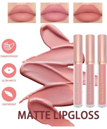 Lip Gloss Set Lipstick Set 3 Pcs Nude Lip Gloss Long Lasting Non Stick Cup Matte Liquid Lipstick Moisturizing Waterproof Pink Lipgloss Smooth Velvet Texture Lipstick Sets For Women - Buy Online on GoSupps.com