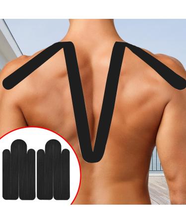 Kinesiology Tape - Breathable Athletic Tape Precut Strips for Knee Shoulder and Elbow Shoulder Tape and Knee Tape for Sensitive Skin and Sports Black 2 pieces per bag - Buy Online on GoSupps.com
