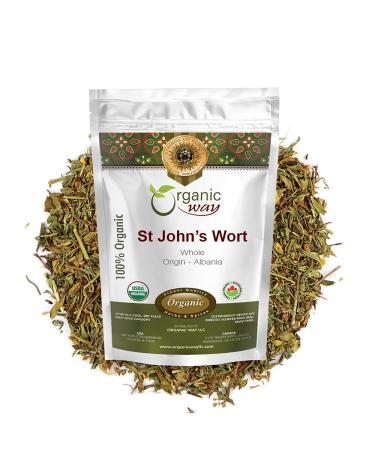 Organic Way St. John's Wort Whole (Hypericum perforatum) - Herbal Tea | European Wild-Harvest | Organic Kosher & USDA Certified | Vegan Non GMO & Gluten Free | Origin - Albania (1LBS / 16Oz) 16 Ounce (Pack of 1)