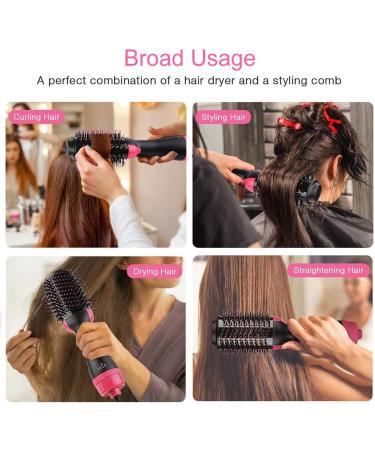 Hot Air Brush 4 IN 1 Hair Dryer Brush One Step Hair Dryer & Styler & Volumizer & Hair Curler Negative Ions Comb Straightener Salon/Curly Reduce Frizz/Static - Buy Online on GoSupps.com