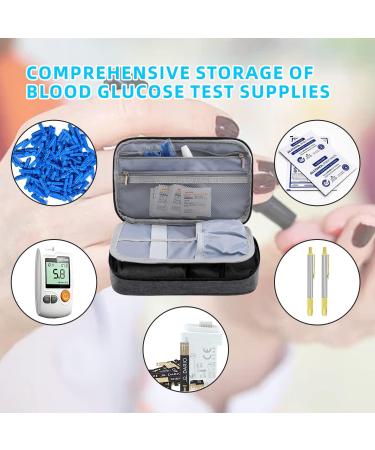 KGMCARE Diabetic Supplies Travel Case with 2 Detachable Pouches - Double Layer Storage Bag for Insulin Pens and Glucose Meter - Dark Gray - Buy Online on GoSupps.com