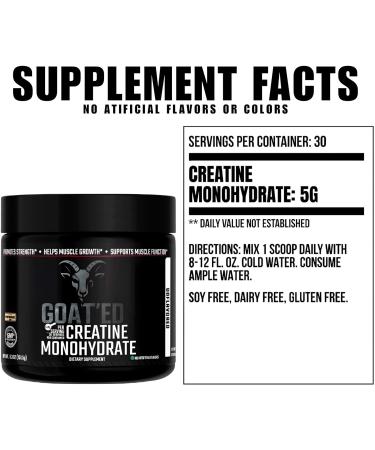 GOAT'ED Creatine Monohydrate Powder | 100% Pure Micronized Creatine for Muscle Growth, Strength & Recovery | High-Absorption, Unflavored Creatine Supplement for Men & Women, 30 Servings - Buy Online on GoSupps.com