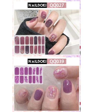 NAILDOKI Nail Stickers - 12 Sheets x 14 Pieces Full Wraps Nail Polish Strips for Women & Girls | Self-Adhesive Gel Nail Art Decals - US21h-12-10 - Buy Online on GoSupps.com