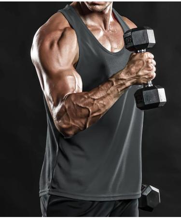 Holure 3-Pack Men's Sleeveless Sports Shirts - Fitness & Bodybuilding Vests in Black Dark Gray Marine - Buy Online on GoSupps.com