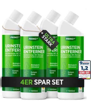 Prinox 4x urine stone remover extra strong 1000 ml - professional urine stone and lime remover concentrate - extremely powerful urine stone solder & toilet cleaner with inclined neck 4 l (1 Pack)