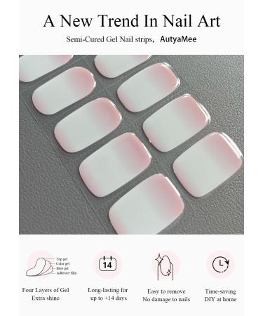 Buy Ombre Pink Semi Cured Gel Nail Strips - 20 PCS | Salon Quality Gradient Nail Stickers | Easy Application UV Light Required - Buy Online on GoSupps.com