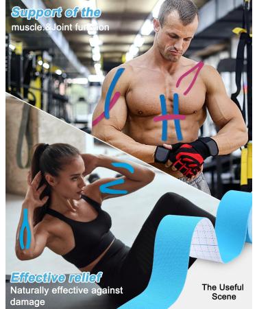 Tidevan 3 Roles Kinesiology Tape Set - Waterproof Physio Tape for Knee Elbow & Shoulder Pain Relief | 5m x 5cm Skin-Friendly Sport Tape with Scissors - Buy Online on GoSupps.com