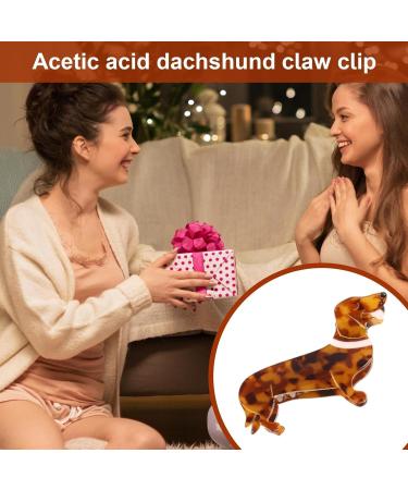 Dog Shaped Hair Clip - Cute Dachshund Hair Claw | Fashion Dachshund Dog Hair Clips for Women Girls | Acetate Dachshund Hair Accessories Animal Hair Clip - Buy Online on GoSupps.com