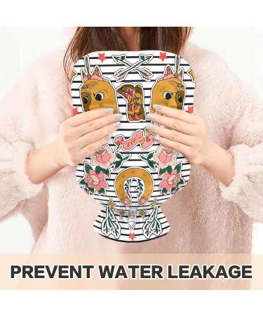 Naanle Stripes Skulls Cats Hot Water Bottle | 1L Transparent Hand/Foot Warmer for Pain Relief & Heat Therapy - Buy Online on GoSupps.com