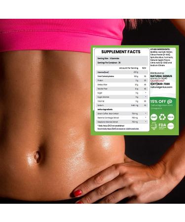 Fat Burning Gummies with Garcinia Cambogia, Green Coffee, Raspberry Ketones - Keto Friendly, Vegan, Sugar-Free - Appetite Suppressant - 2250mg/Day - Buy Online on GoSupps.com