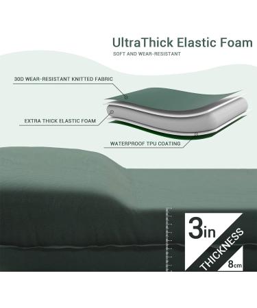 INVOKER 3 Memory Foam Camping Sleeping Pad with Pillow - Fast Inflating for Backpacking, Traveling, Hiking - Lightweight & Ultra Thick - Green - Buy Online on GoSupps.com