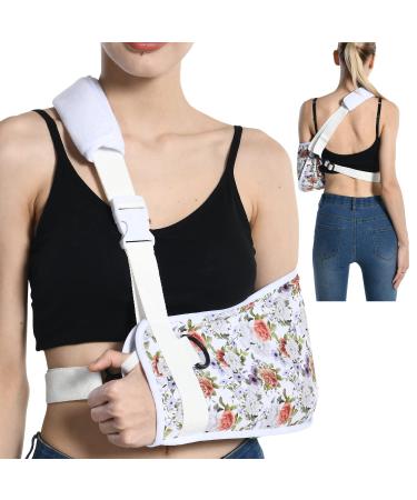 Fotgok Breathable Arm Sling with Waist Belt for Shoulder Women-Shoulder Immobilizer with Strong Support-Breathable Arm Support Brace for Shoulder Injury  Peony