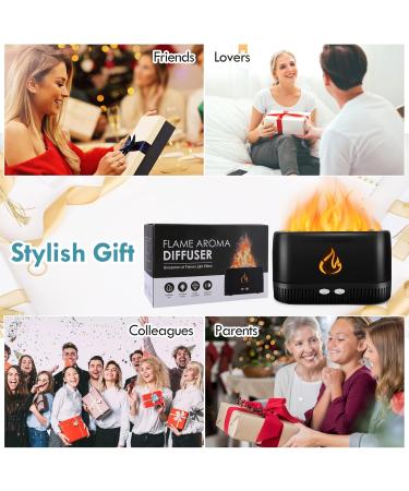 Flame Essential Oil Diffuser - Augot Aroma Diffuser with 5 Color Changing Flame Light No-Water Auto-Off Noiseless Humidifier for Spa Home Office & Yoga - Black - Buy Online on GoSupps.com
