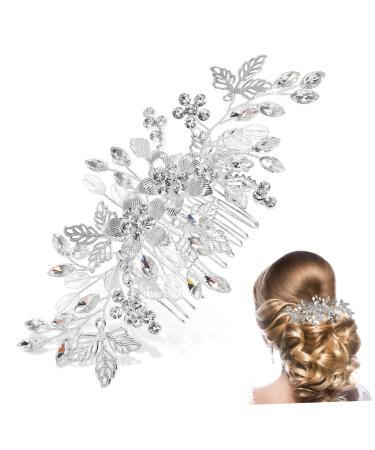 PLAFOPE Rhinestone Tuck Comb Bridesmaid Hair Comb Flower Side Comb Rhinestone Pearl Combs Rhinestone Leaf Hairpin Flower Girl Hair Accessory Leaf Bridal Headpieces Side Combs Rhinestones
