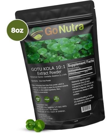 Gotu Kola 10:1 Extract Powder (8 oz) Centella Asiatica | Gluten Free and Non-GMO | Ayurvedic Herbal Supplement - Buy Online on GoSupps.com