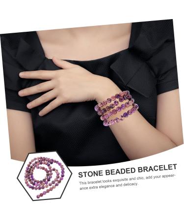 COHEALI 2pcs Beads Stone Beaded Bracelet Beaded Necklace Bead Bracelet Beaded Decor Beaded Jewelry Stone Jewelry Purple 0.80X0.80X0.80CM - Buy Online on GoSupps.com