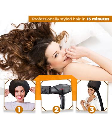 Adjustable Soft Hooded Hair Dryer Bonnet with 10 Silicone Curlers - Perfect for Drying, Styling, and Deep Conditioning - Fits All Head Sizes - Buy Online on GoSupps.com