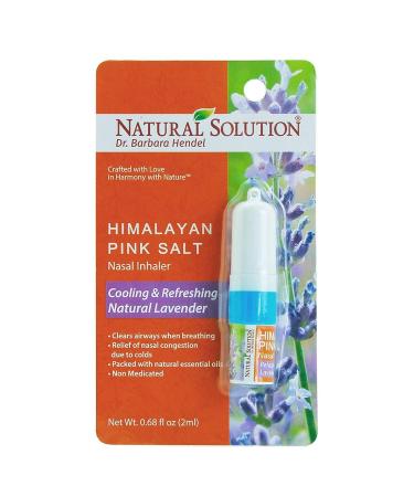 Natural Solution Himalayan Pink Salt Aromatherapy Nasal Inhaler Cooling & Refreshing Relaxing Lavender With Natural Essential Oils Clear Airways When Breathing - 0.68 oz Lavender Pack of 1