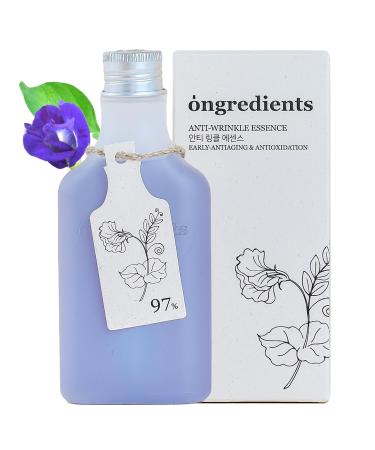 Ongredients Anti-Wrinkle Essence 24-hour Elasticity Care & Antioxidant Skin Tightening Anti-aging Essence Vegan Cruelty-Free Korea Skin Care 5.07 Fl Oz Butterfly Pea Flower