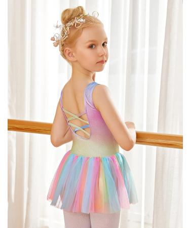 Arshiner Little Girls Sparkly Sequin Ballet Tutu Dress - Rainbow, 6-7 Years - Buy Online on GoSupps.com