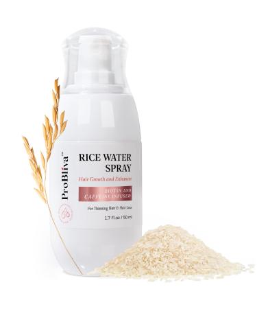 Rice Water Hair Growth Treatment Leave-in Scalp Spray Infused with Biotin Caffeine for Thinning Hair and Hair Loss - with Castor Oil Rosemary Oil, Hair Growth and Enhancer 1.7 Fl. oz