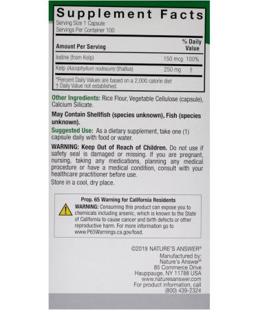 Nature's Answer Kelp Thallus 100-Count 100 Count (Pack of 1) - Buy Online on GoSupps.com