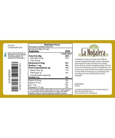 La Nogalera 2 lbs Chopped Pecans - Raw, Organic, Non-GMO, No Shell, Kosher & Halal Certified, Keto-Friendly - Buy Online on GoSupps.com