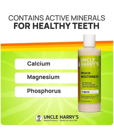 Uncle Harry's Natural Alkalizing Miracle Mouthwash - pH Balanced Oral Care for Bad Breath - 8 fl oz - Buy Online on GoSupps.com