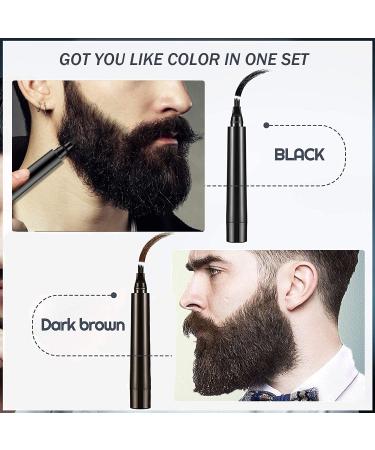 Black & Dark Brown Beard Filler Pencil Kit for Men with Brush - Beard filling pen set - Buy Online on GoSupps.com