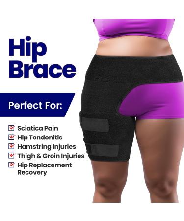 Hip Brace Thigh Compression Sleeve Plus Size - Groin & Hamstring Support for Hip Pain Relief - Large RIGHT - Buy Online on GoSupps.com
