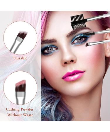 3-in-1 Dual Eyelash Brush Set - Professional Angled Eyebrow & Lash Comb Spoolie Kit in White | Women's Eye Makeup Tool - Buy Online on GoSupps.com