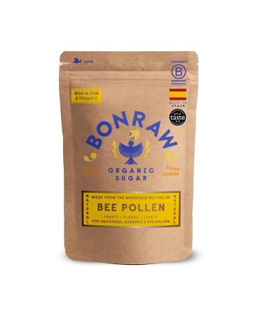 BONRAW Organic Mountain Bee Pollen 500g. Award Winning 2 Gold Stars Great Taste 2021 Nutrient Packed High in Vitamin C E High in Iron Folic Acid Biotin & Source of Potassium 500 g (Pack of 1)