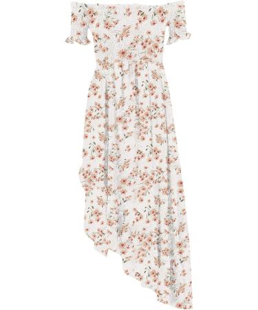 Women's Off Shoulder Chiffon Maxi Dress - Sexy Beach Fashion Print Split Dress - Short Sleeve Slash-Neck - XX-Large White - Buy Online on GoSupps.com