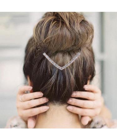Inilbran Vintage Rhinestone Hair Clip Gold Crystal Wedding Hair Barrettes Crystal V Shape Hairpin Barrette Sparkly Cz Hair Pins Hairclip Decorative Cz Bridal Hair Accessories for Women(Style B) - Buy Online on GoSupps.com