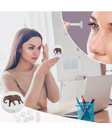 Buy Floral Elephant Round Case for Contact Lens Kit - Cute & Portable Storage Box with Mirror - International Shipping Available - Buy Online on GoSupps.com