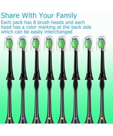 Replacement Toothbrush Heads for Philips Sonicare - 8 Pack Compatible Snap-On Brush Heads (Black - Buy Online on GoSupps.com