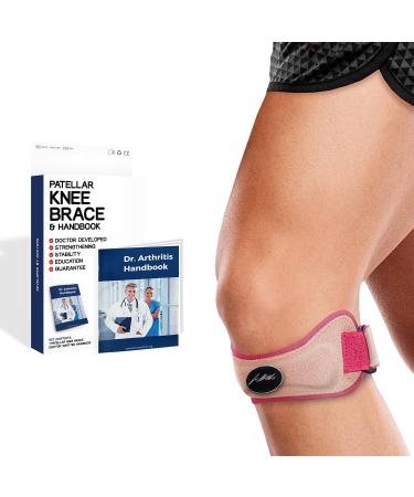 Patella tendon bandage / knee bands and manual adjustable bandage women / men - knee supports for meniscus patella tendonitis tendonal knee pink single pack 1 pink designed by doctors