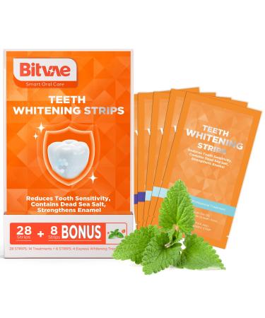 Teeth Whitening Strip for Senitive Teeth - Whitening Without The Sensitivity, Professional Whitening Strips, Bitvae White Strips for Teeth Whitening, 18 Treatments 36 Strips Mint