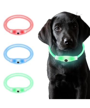 Coolzon LED light neck band collar charged waterproof 3 color change light tape Long -adjustable super bright kals band cat and dog small large medium multi -colored
