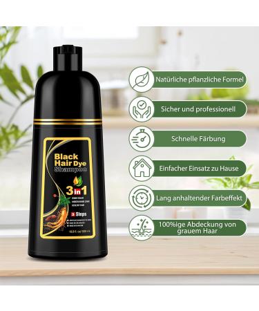 YOURTONE Hair Color Black Hair Color Shampoo for Men and Women Black Hair Dye Shampoo 3in1 Hair Color Shampoo for Gray Hair 500 ml - Buy Online on GoSupps.com