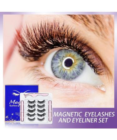 Anohuyho Magnetic Eyelashes Kit - 5 Pairs Reusable False Lashes with Magnetic Eyeliner & Tweezers - Natural Look, No Glue Needed - Buy Online on GoSupps.com